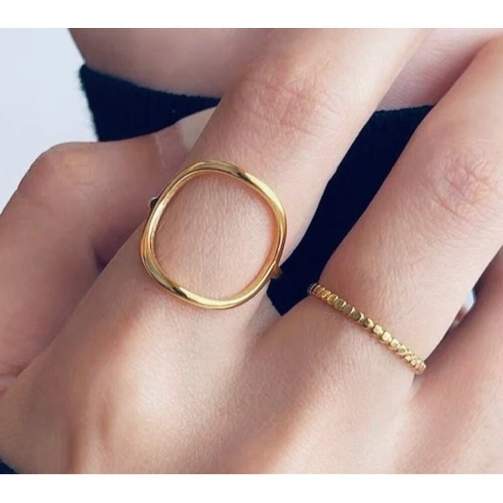 Gold Open Circle Ring Waterproof Minimalist Ring Non-tarnish Gold Ring